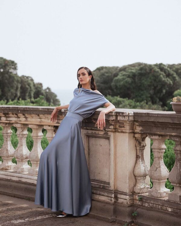 Completo Top Gonna Satin azzurro Giada Curti