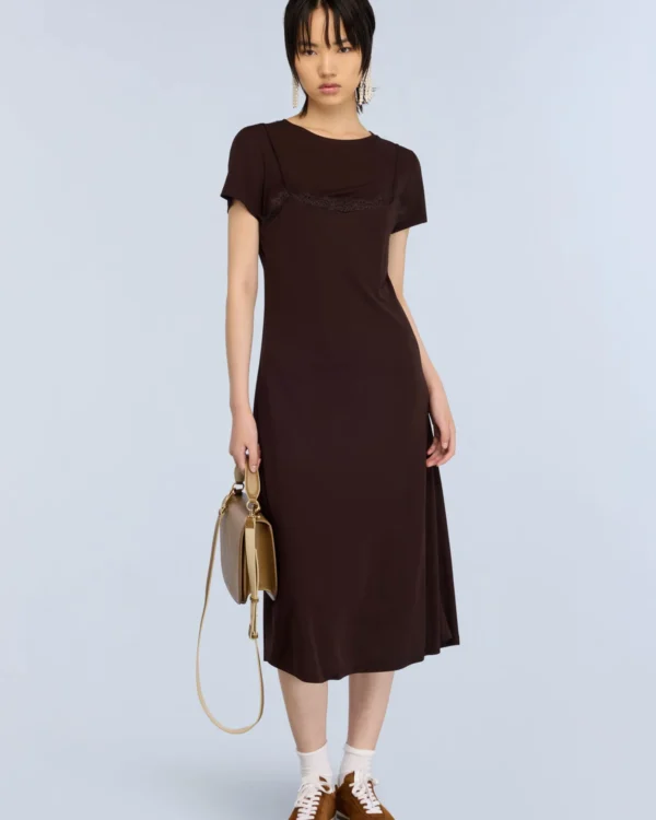 Abito Semicouture Karen Midi in Jersey e Pizzo