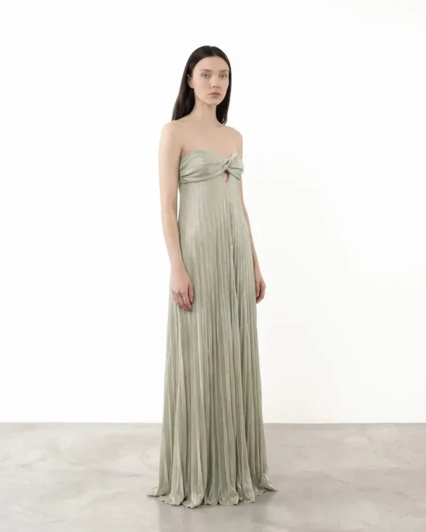 Rame - Abito Lungo Plissé Bustier Lurex