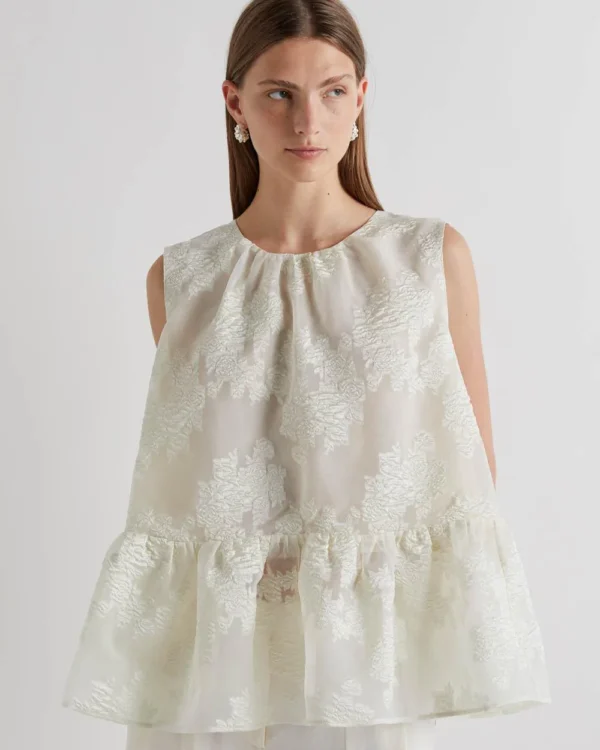 Blusa in Fil Coupé con Balze Mei Mei J