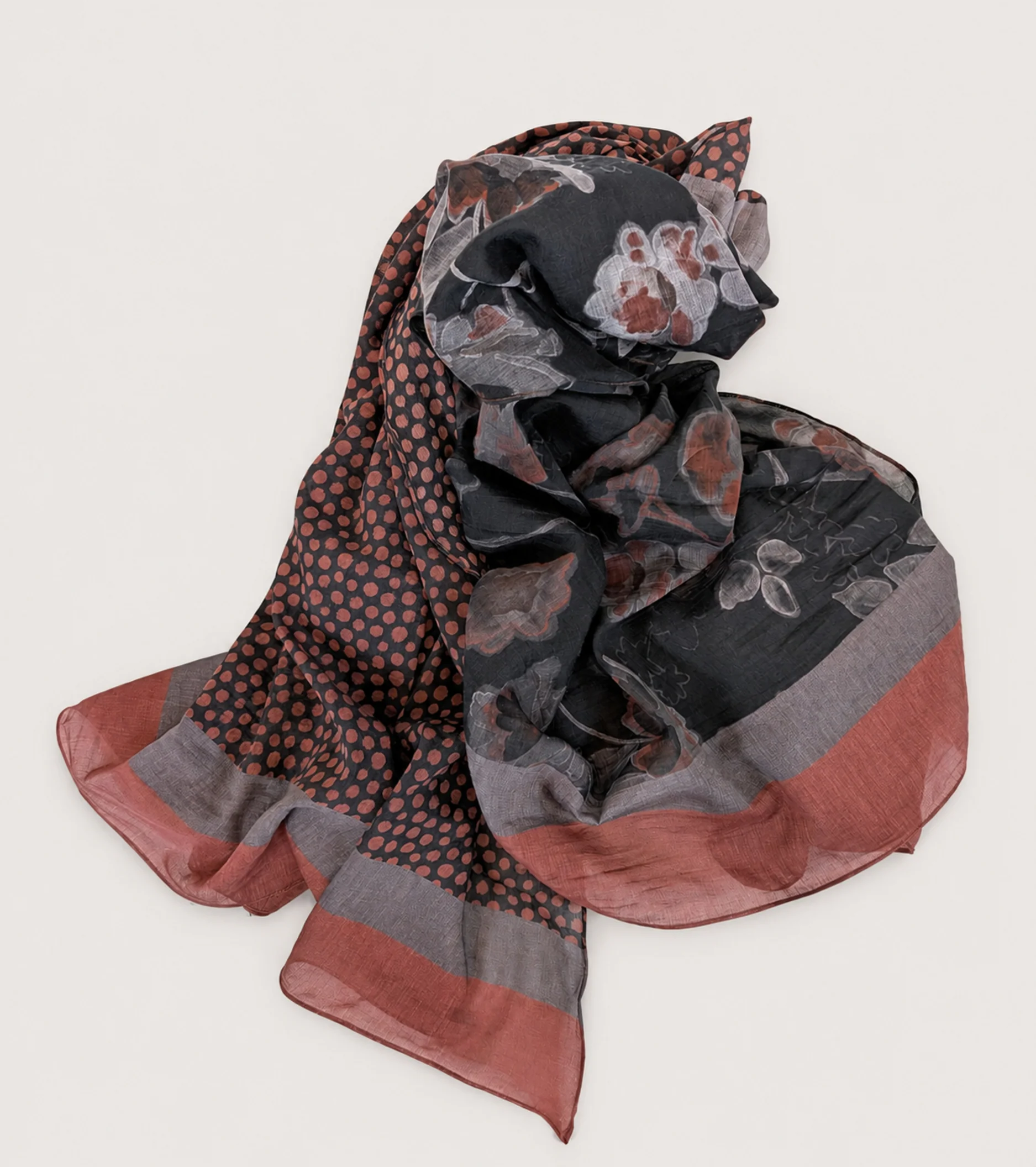 Sciarpa Cotone Seta Fiori Pois Alessia Santi | FYSIS STORE sciarpa cotone seta alessia santi